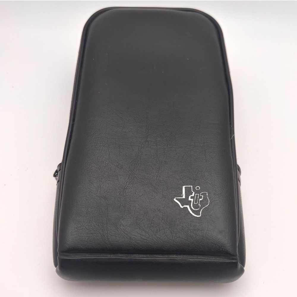 Texas Instruments Vintage Black Faux Leather Zippered Calculator Case Belt Loop